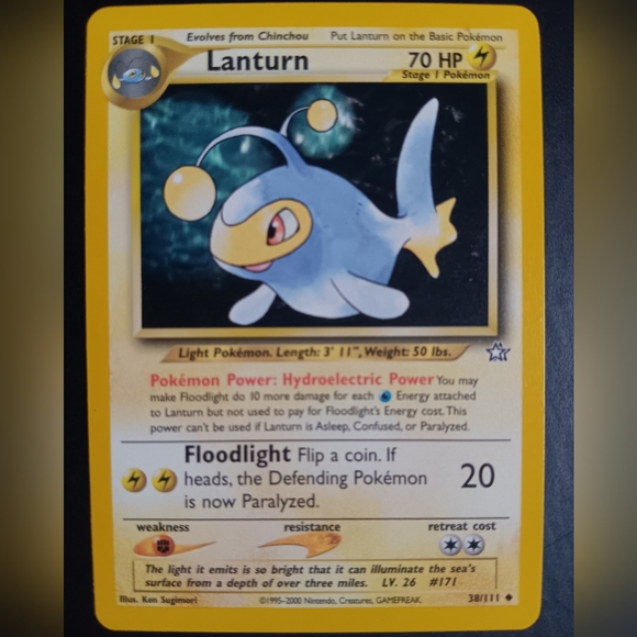 Lanturn Pokemon Card - Neo Genesis - NO. 38/111 Uncommon Non-Holo - Picture 1 of 9